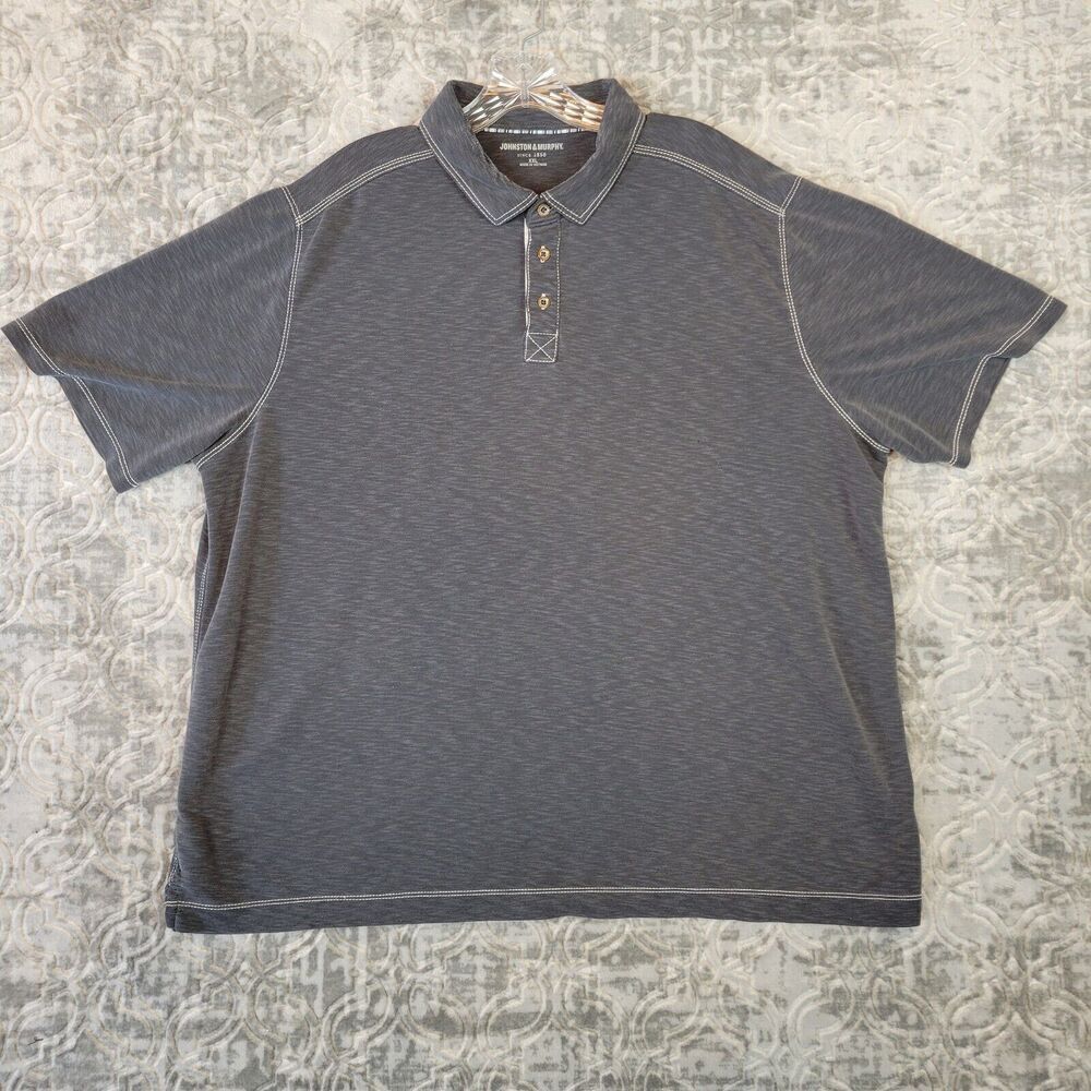 Johnson And Murphy Polo Shirt Men's 2XL XXL Gray Casual Short Sleeve Collared